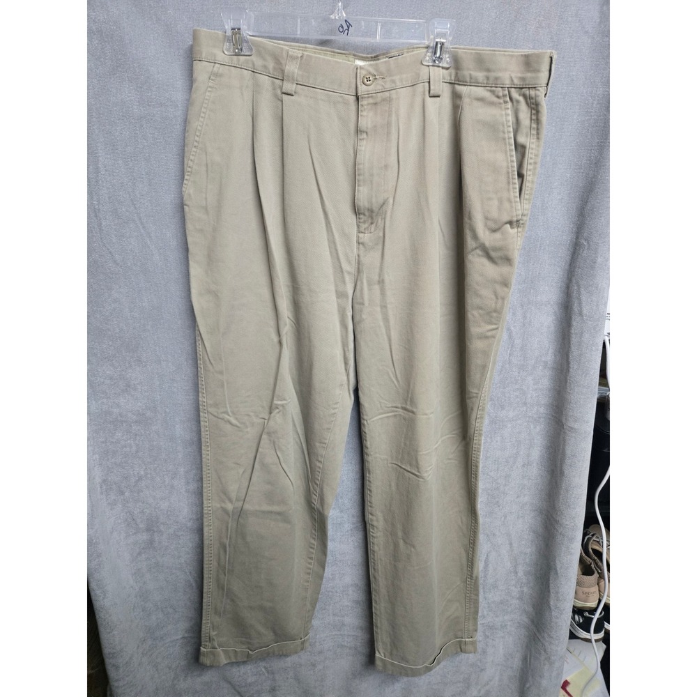Gap Relaxed Fit Khaki Chinos Mens 38x32 Pleated Cuffed Tan Cotton‎ Pants